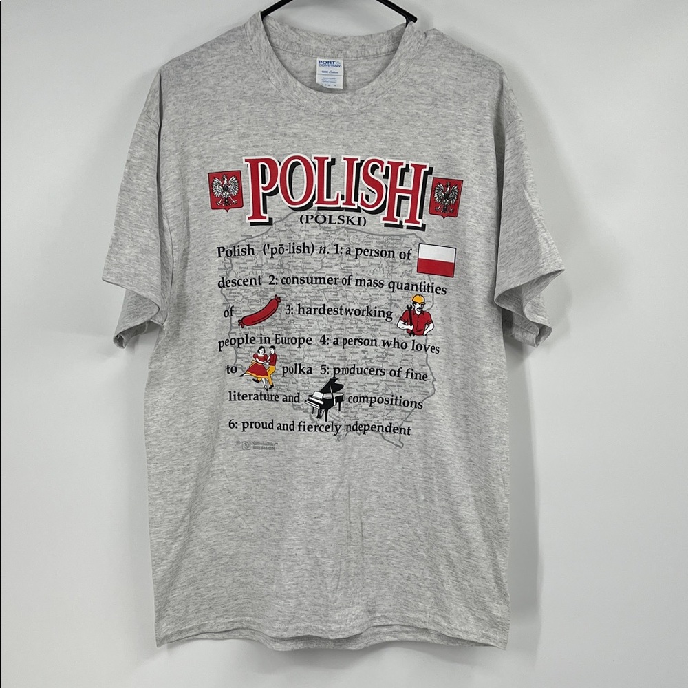 Grey Polish Definition Short Sleeve Tee Shirt Size Large Unisex